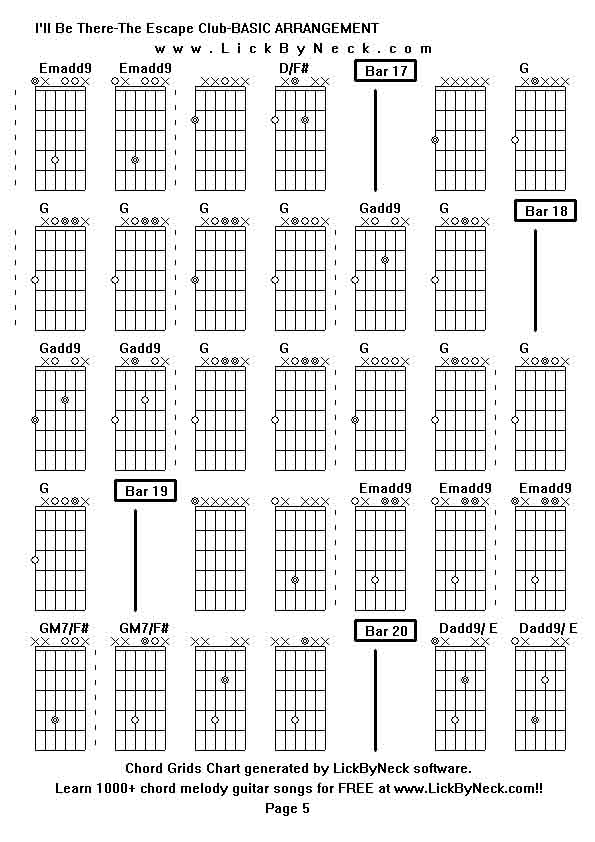 Chord Grids Chart of chord melody fingerstyle guitar song-I'll Be There-The Escape Club-BASIC ARRANGEMENT,generated by LickByNeck software.